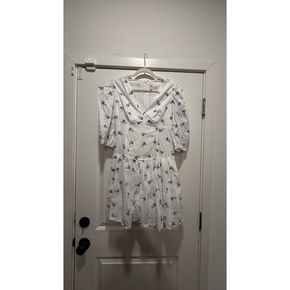La Vie Rebecca Taylor White Floral Mini Dress | Puff Sleeve Dress M 17” PTP - Picture 2 of 4